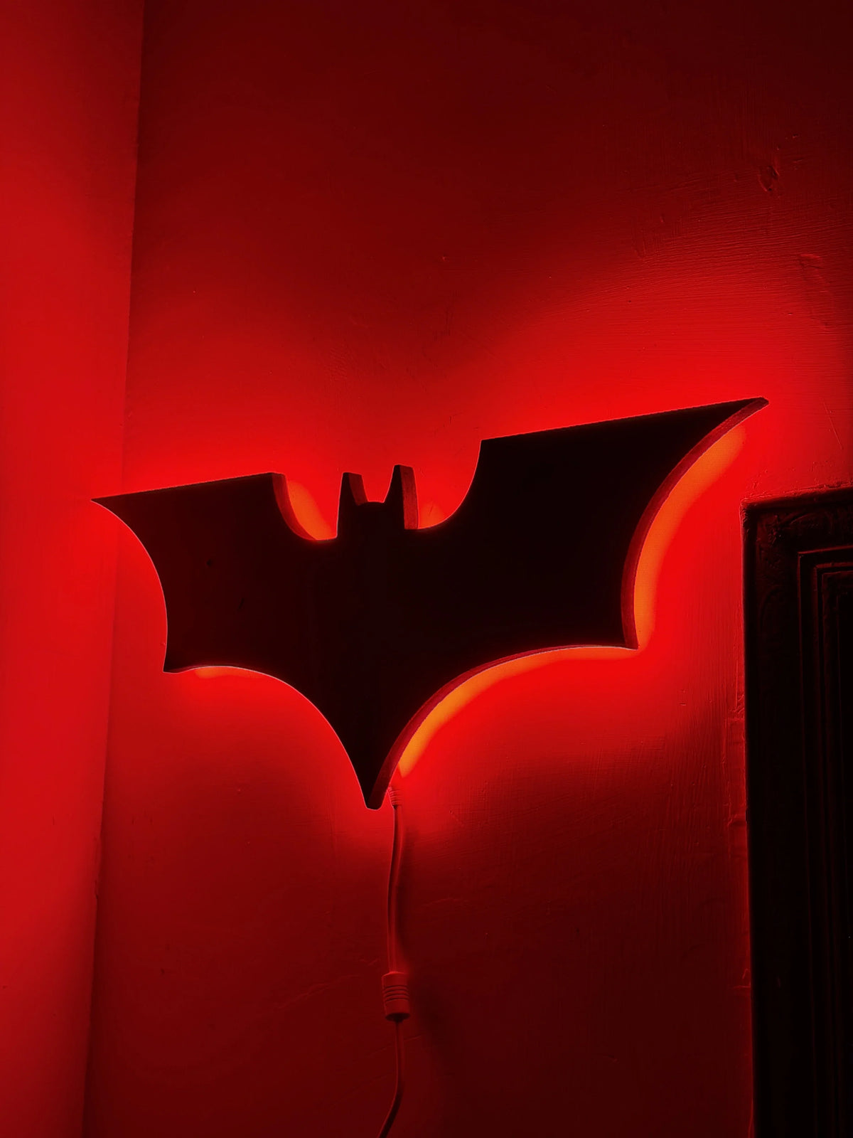 Black Batman Logo LED Light Up Wall Decoration